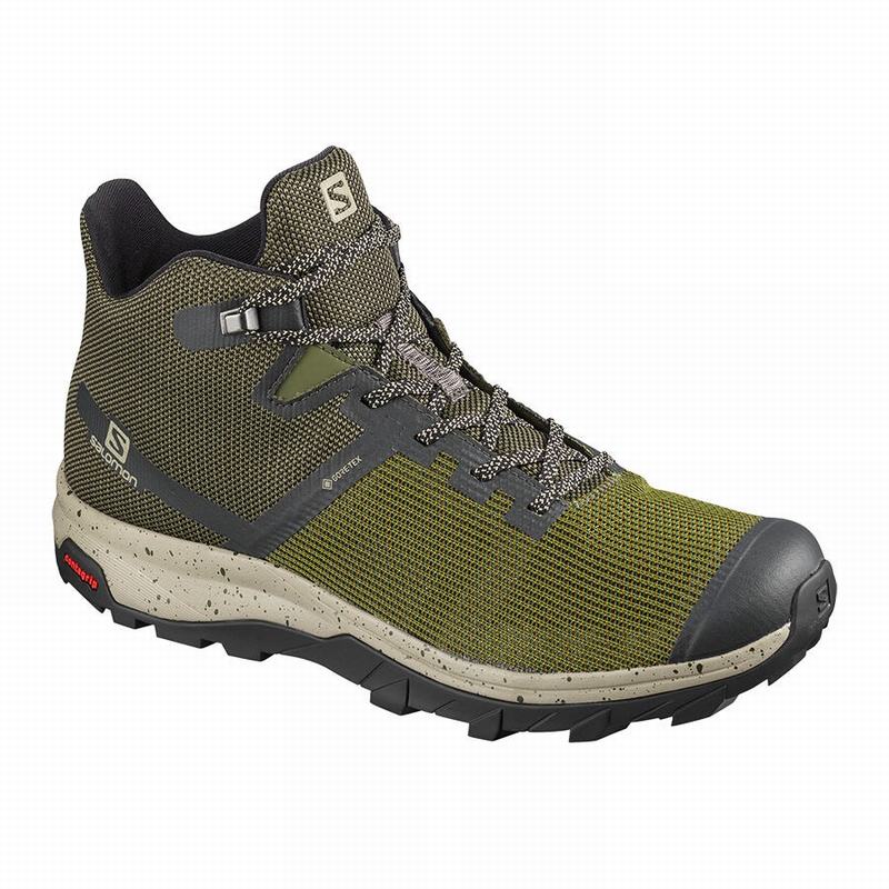 Salomon OUTLINE PRISM MID GORE-TEX Zapatillas Trekking Hombre - Verde Oliva / Negras - Colombia (637